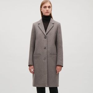 COS Women’s Taupe Wool Tailored Coat
